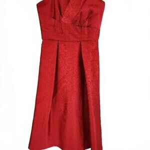 Beautiful Theia Red Strapless Midi formal gown Women's size 12